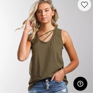 NWOT BKE Olive Asymmetrical Strappy Tank Top